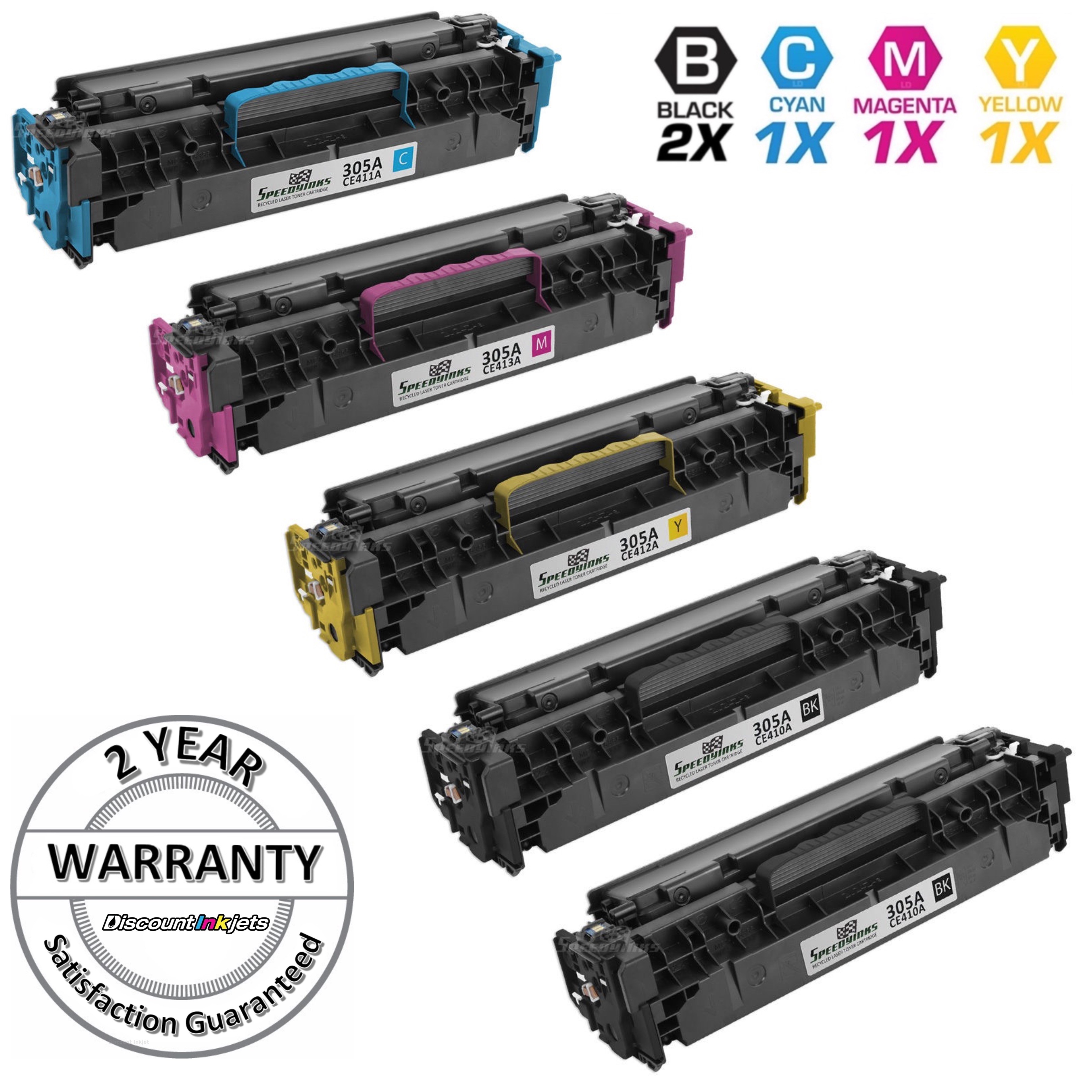 5PK Reman Toner Cartridge for HP 305A LaserJet Pro 400 Color M451dw